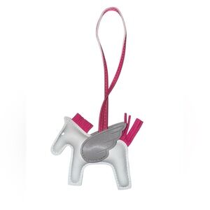 Pink and Silver Pegasus bag charm